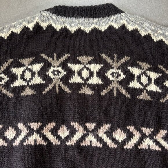 Vintage Hand Knit Wool Fair Isle Sweater Extra Thick Size L/XL Nepal Made Nordic - Picture 14 of 14